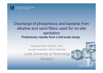 Discharge of phosphorus and bacteria from  alkaline and sand filters used for on-site  sanitation