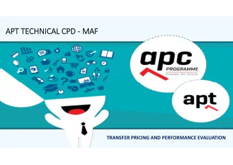 APT TECHNICAL CPD - MAF  TRANSFER PRICING AND PERFORMANCE EVALUATION  Transfer Pricing and