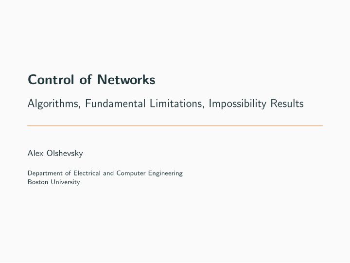 control of networks