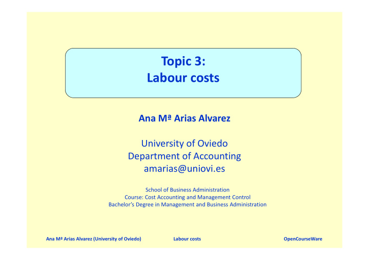 topic 3 labour costs
