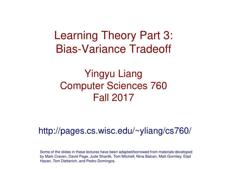 learning theory part 3