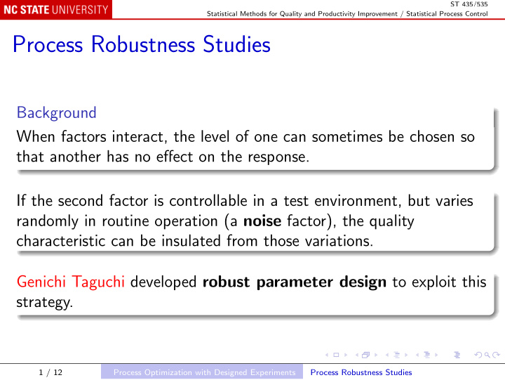 process robustness studies