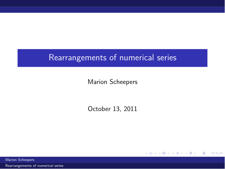rearrangements of numerical series