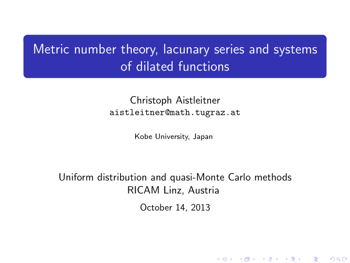 metric number theory lacunary series and systems of