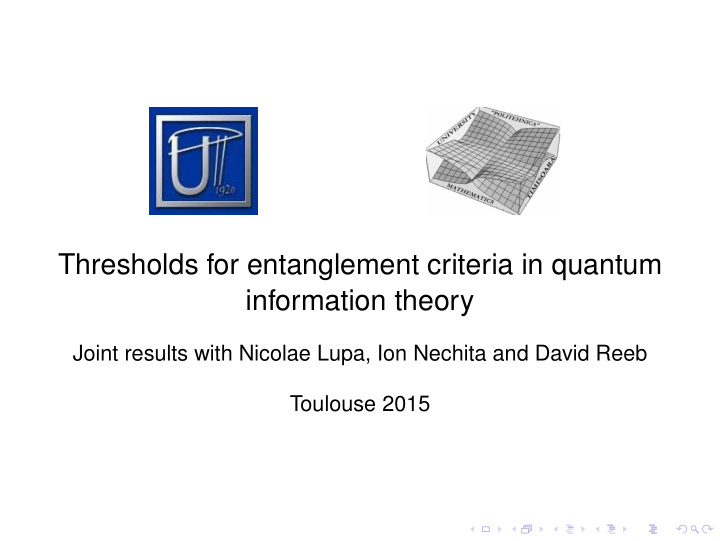 thresholds for entanglement criteria in quantum