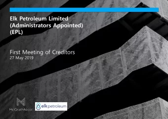 (Administrators Appointed)  (EPL)  First Meeting of Creditors  27 May 2019  Agenda for todays
