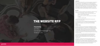 THE WEBSITE RFP  This is the second in a series of webinars that Gravitate will be hosting  over