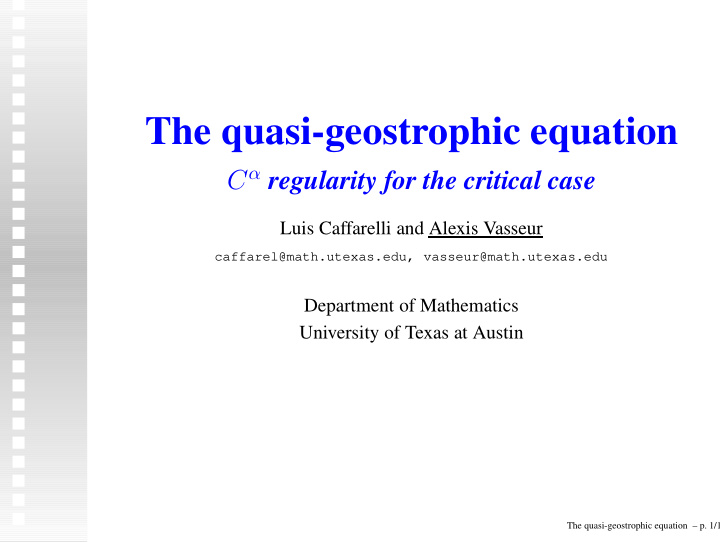the quasi geostrophic equation