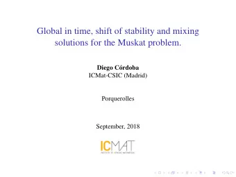 Global in time, shift of stability and mixing  solutions for the Muskat problem.  Diego Crdoba