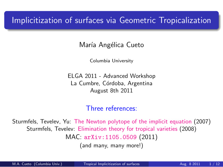 implicitization of surfaces via geometric tropicalization