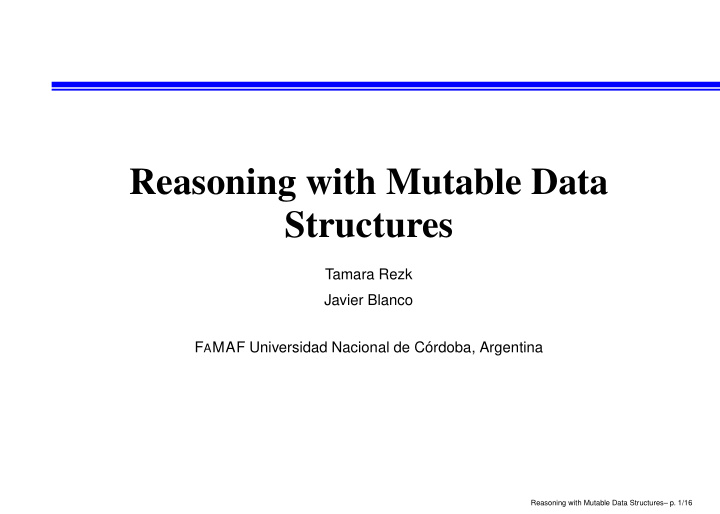 reasoning with mutable data structures