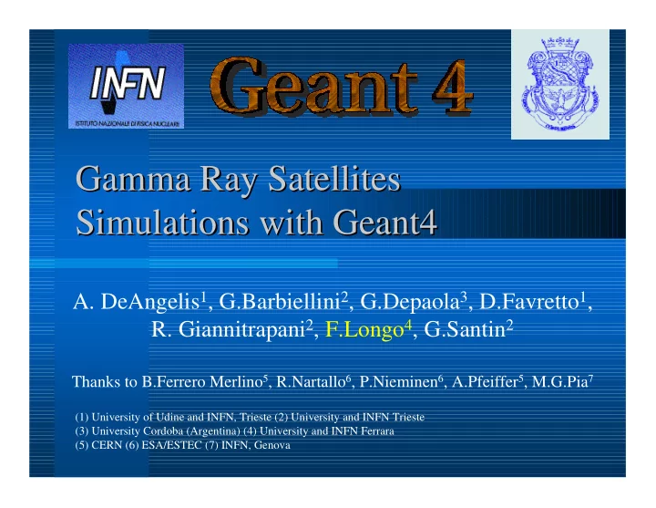 gamma ray satellites gamma ray satellites simulations