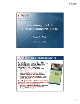 The DIB Past, Present, Future (2008) Click to edit Master title style  The U.S. Defense Industrial