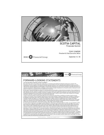 SCOTIA CAPITAL  Financials Summit  TONY COMPER  President &amp; Chief Executive Officer  September