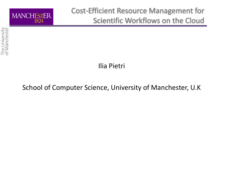 cost efficient resource management for scientific