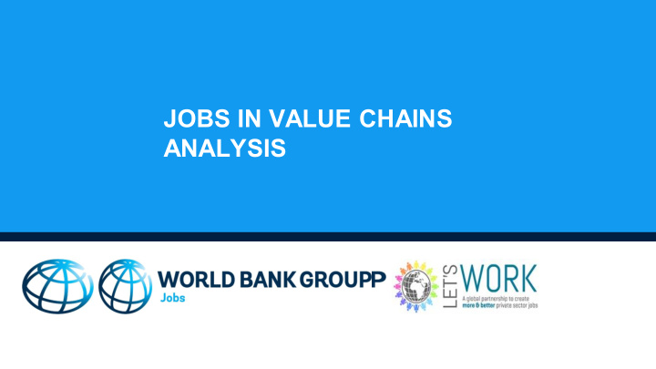 jobs in value chains analysis introduction