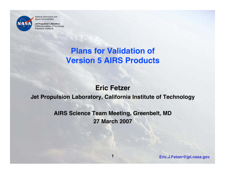 plans for validation of version 5 airs products
