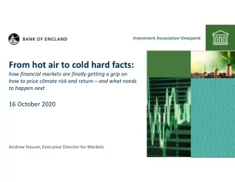 From hot air to cold hard facts:  how financial markets are finally getting a grip on  how to price