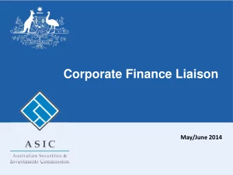 Corporate Finance Liaison  May/June 2014  Welcome   Lodgement statistics   Compared to