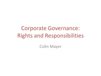 Rights and Responsibilities  Colin Mayer  Shareholder Protection in Ten Countries  1990 - 2012
