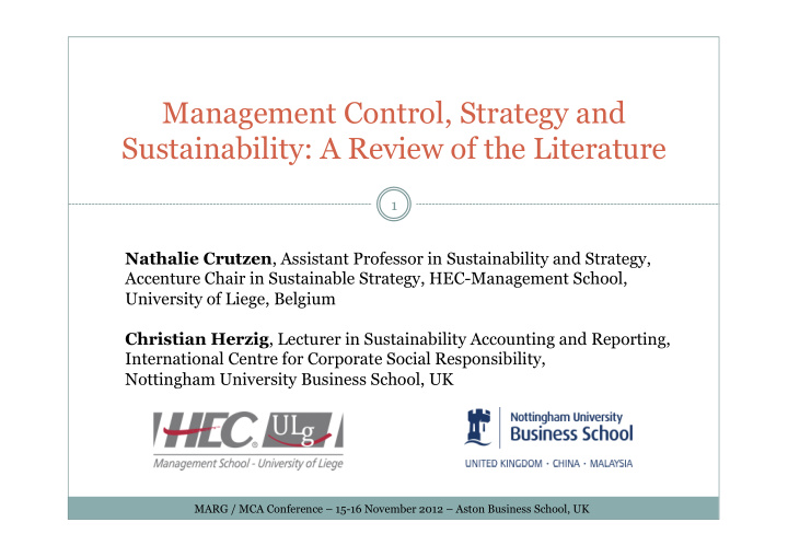 management control strategy and sustainability a review