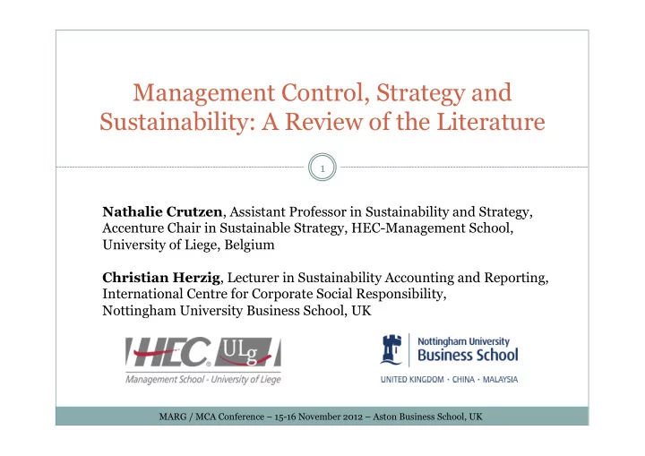 management control strategy and sustainability a review
