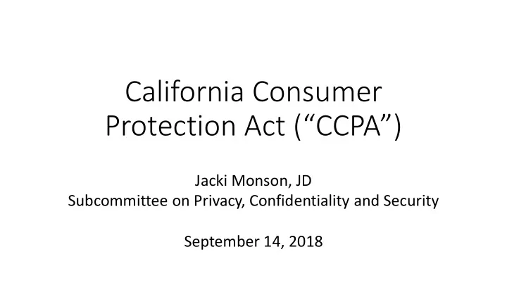california consumer protection act ccpa