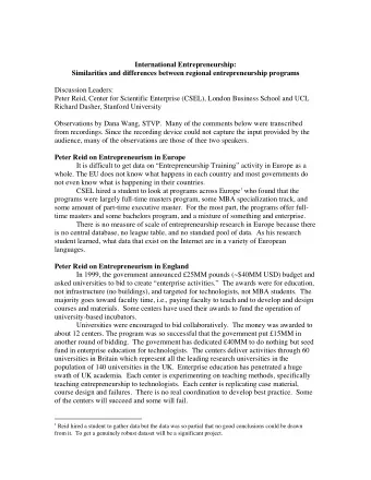 International Entrepreneurship:  Similarities and differences between regional entrepreneurship