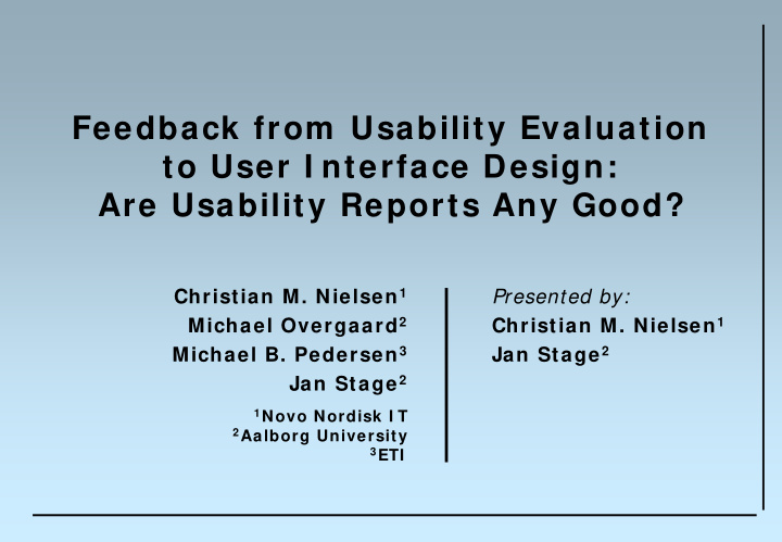 feedback from usability evaluation to user i nterface