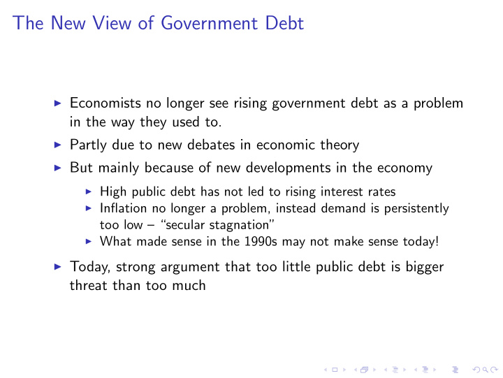 the new view of government debt