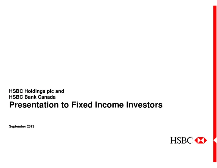 presentation to fixed income investors