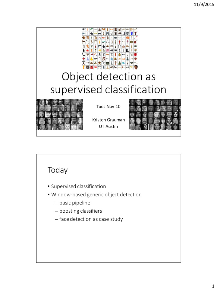 object detection as supervised classification