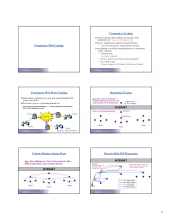 1  Issues for Cache Hierarchies  Issues for Cache Hierarchies  Hashing: Cache Array Routing