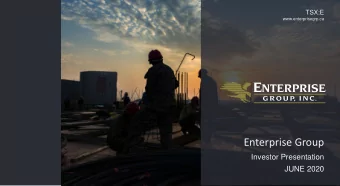Enterprise Group  Investor Presentation  JUNE 2020  TSX:E  Legal Notice  Forward-Looking Statements