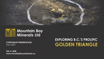 GOLDEN TRIANGLE  May 2020  TSX-V: MTB  www.mountainboyminerals.ca  TSX-V: MTB  1  DISCLAIMER  THIS