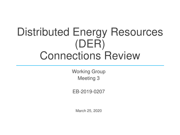 distributed energy resources der connections review