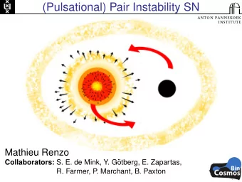 (Pulsational) Pair Instability SN  Mathieu Renzo Collaborators: S. E. de Mink, Y. G  otberg, E.