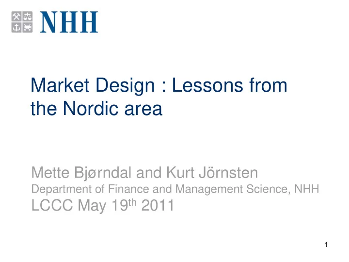 market design lessons from