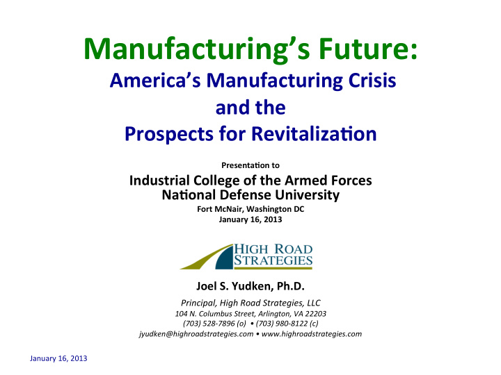 globalizing the defense industrial base
