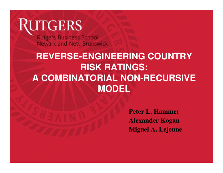 reverse engineering country risk ratings a combinatorial