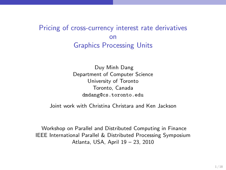 pricing of cross currency interest rate derivatives on