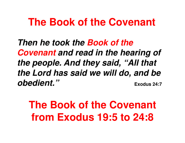 the book of the covenant