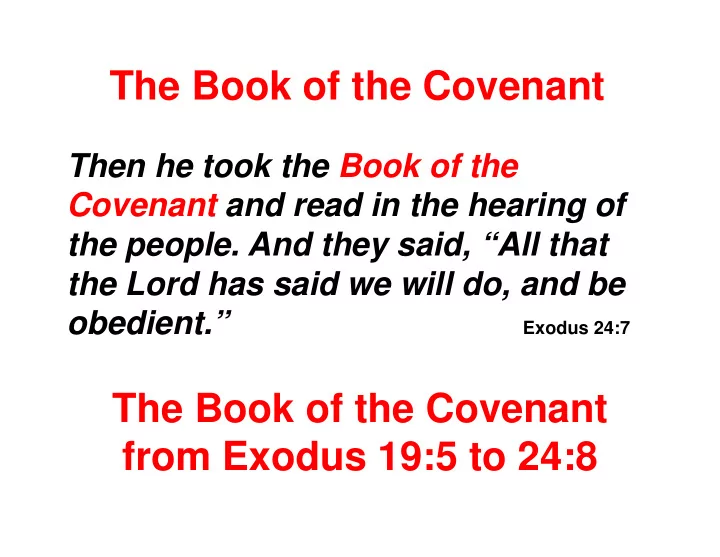 the book of the covenant
