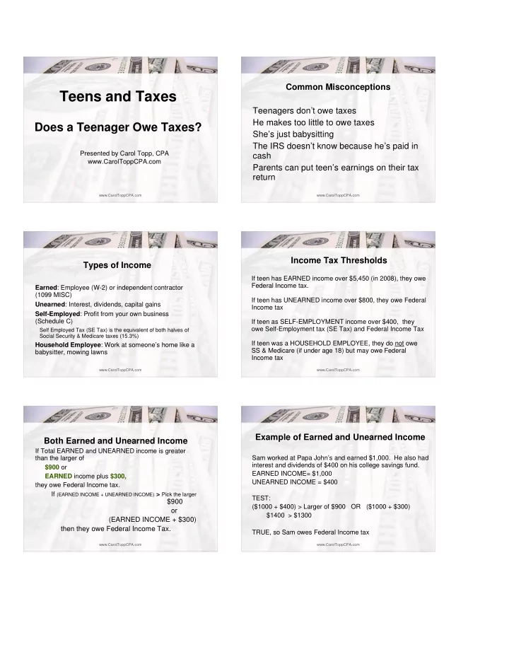 teens and taxes