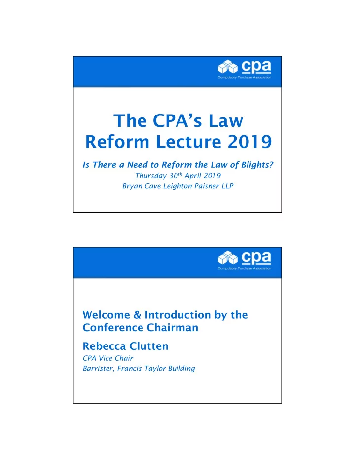 the cpa s law reform lecture 2019