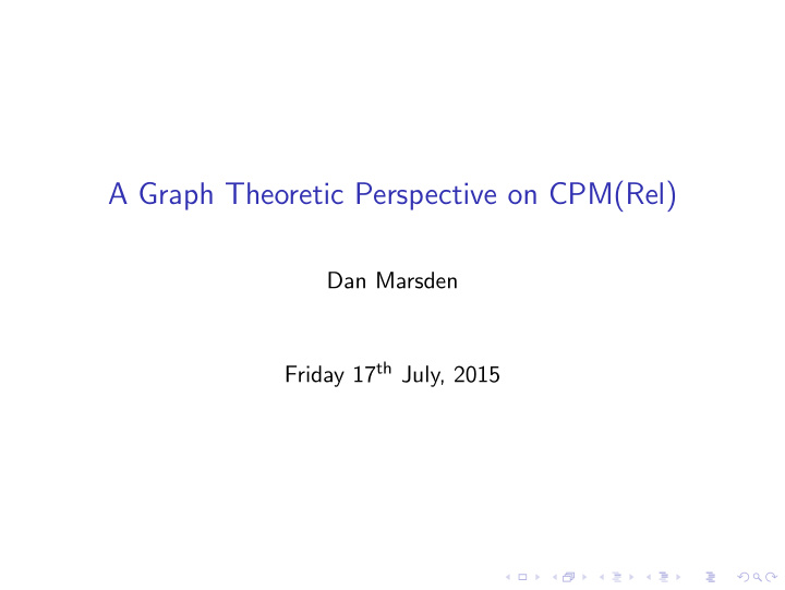 a graph theoretic perspective on cpm rel