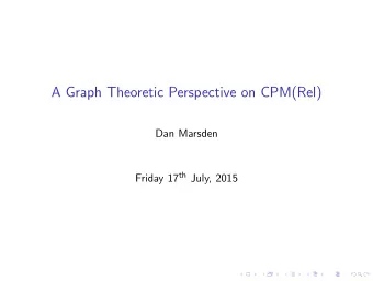 A Graph Theoretic Perspective on CPM(Rel)  Dan Marsden Friday 17 th July, 2015  Selingers CPM