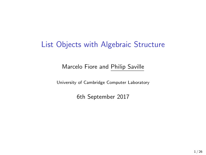 list objects with algebraic structure