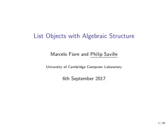 List Objects with Algebraic Structure  Marcelo Fiore and Philip Saville  University of Cambridge