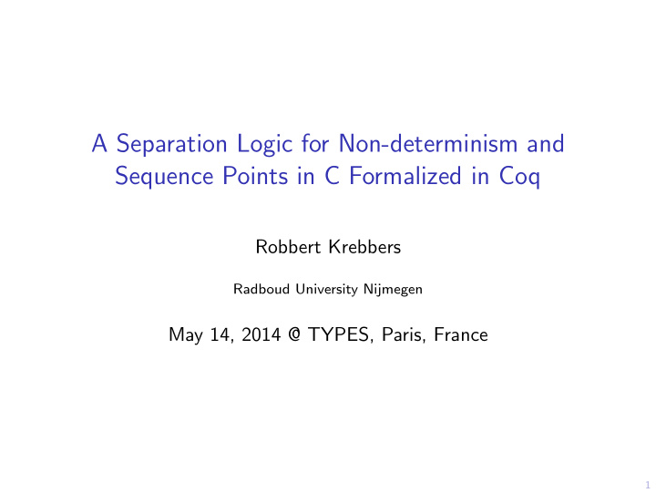 a separation logic for non determinism and sequence